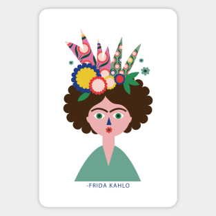 Frida kahlo funny print colorful flowers cactus mexican painter Magnet